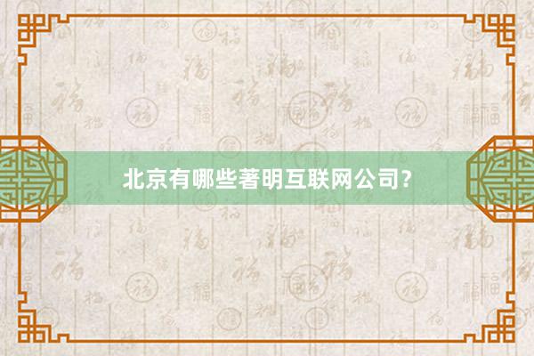 北京有哪些著明互联网公司？